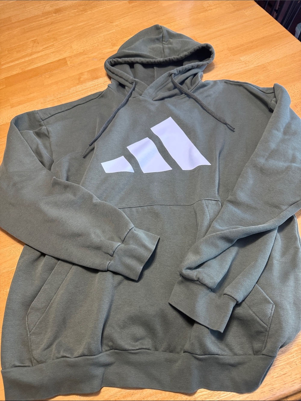 adidas Olive Green Hoodie with White Logo
